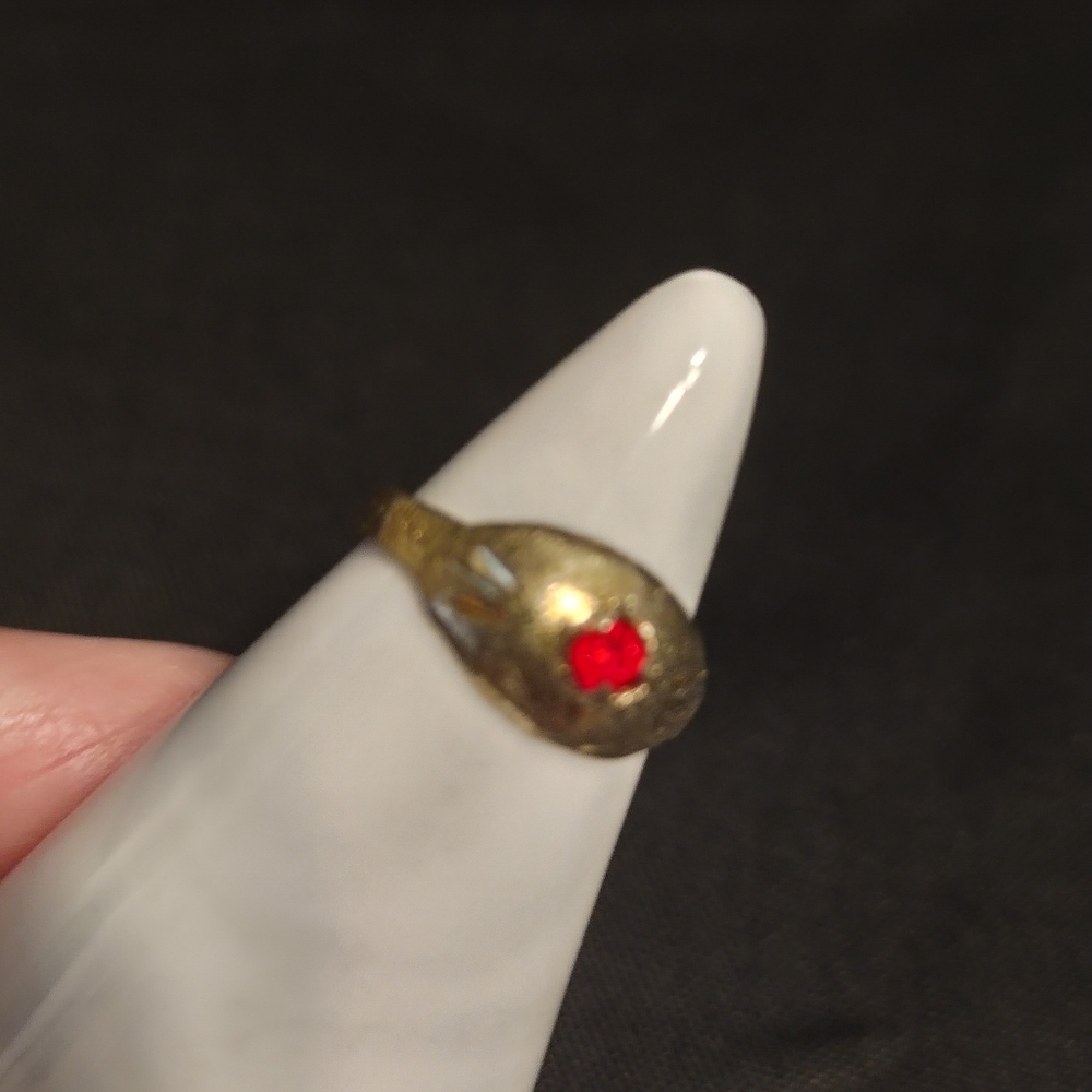 Gold Plated Baby Ring with Red Stone